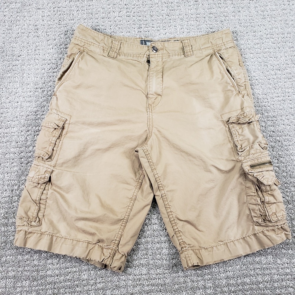 Y2k Old Navy Cargo Shorts Mens 33 Brown Vintage 2000s Baggy Grunge Skater *FLAW*
